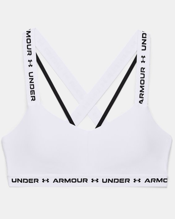 Soutien-gorge de sport à dos croisé et maintien léger UA pour femme, White, pdpMainDesktop image number 8